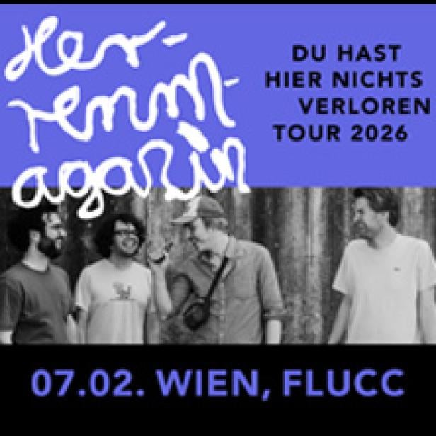 Das Bandfoto wirbt für die „Du hast hier nichts verloren“-Tour 2026 von „Herrenmagazin“.
