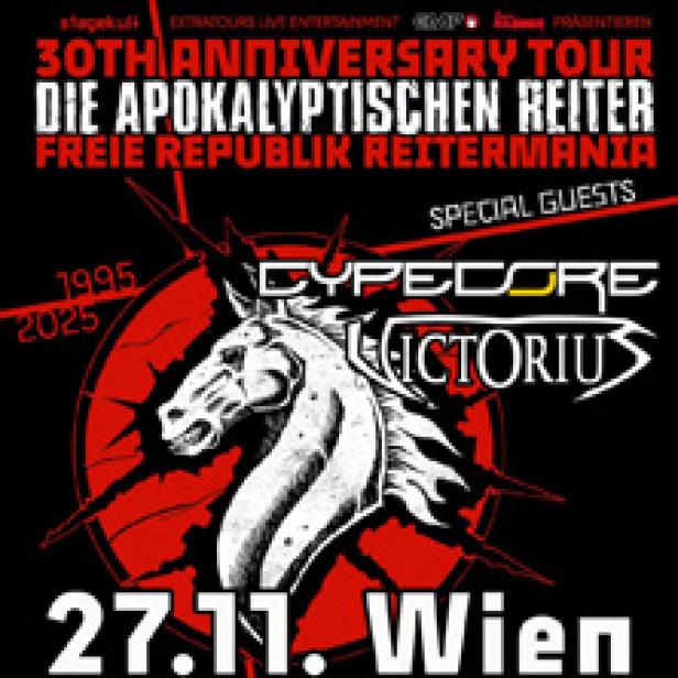 Ein Konzertplakat für die „Die Apokalyptischen Reiter 30th Anniversary Tour“ in Wien.