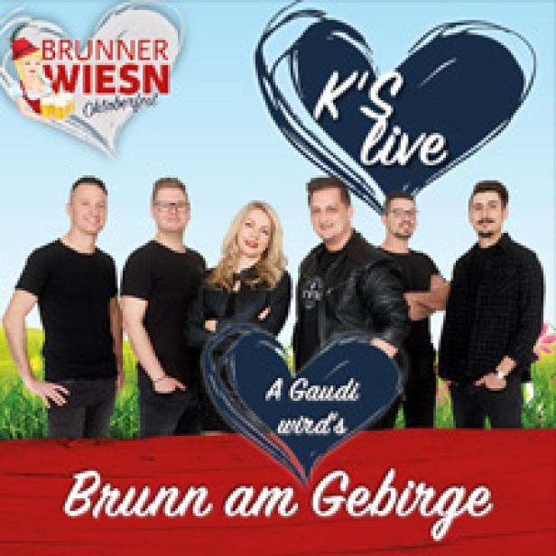 Die Band K's live wirbt für das Brunner Wiesn Oktoberfest in Brunn am Gebirge.