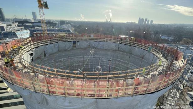 Baustellenansicht der neuen Rotunde im Prater