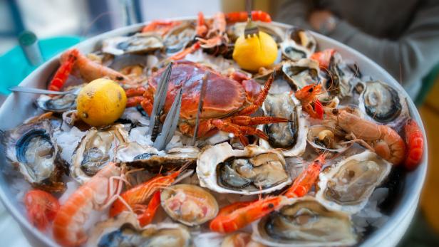 Fresh, Raw and Cooked Seafood Platter, Cannes, France