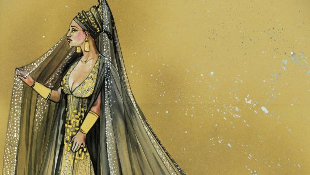 Kostümskizze der Figur Aida für die Oper "Aida"