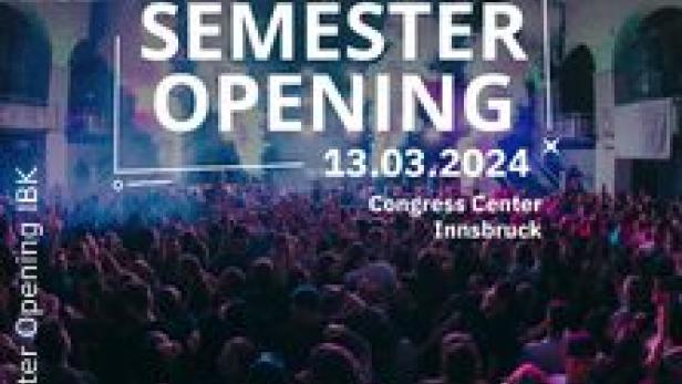 Eine Menschenmenge feiert auf dem Semester Opening IBK im Congress Center Innsbruck am 13.03.2024.