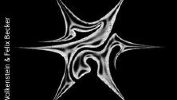 Eine abstrakte, sternförmige Grafik in Weißtönen auf schwarzem Hintergrund.