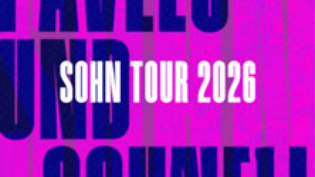 Das Cover der „Pavelo und Sohn Tour 2026“ in Pink und Blau.