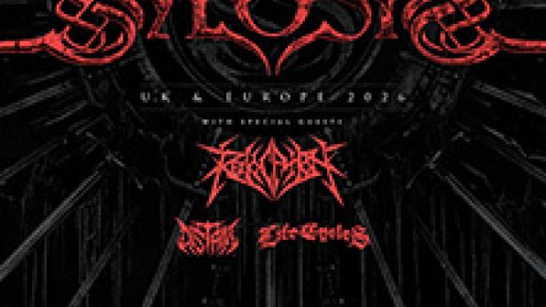 Ein Konzertplakat für die „Sylosis UK & Europe 2020“-Tour mit den Bands Rectifier, Distant und Life Cycles.
