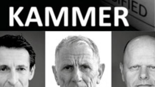 Das Cover von „Die Dunkelkammer“ zeigt drei Porträts von Männern in Schwarzweiß.