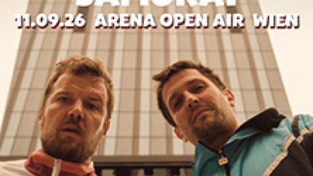 Ein Werbeplakat für Kreiml & Samurai, die am 11.09.26 in der Arena Open Air Wien auftreten.