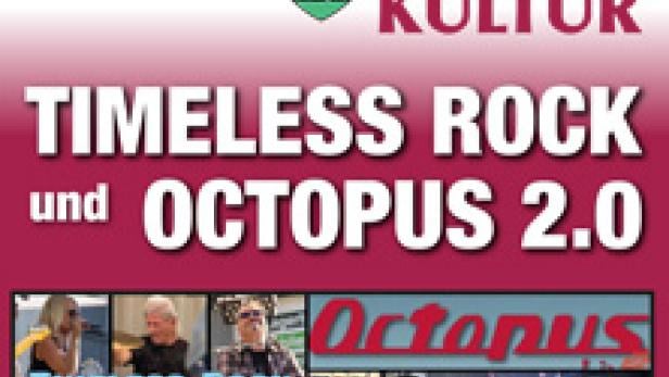 Ein Werbeplakat für „Timeless Rock und Octopus 2.0“ im Jahr 2026 in Sonntagberg Kultur.