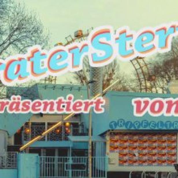 Das Praterstern-Gebäude in Wien mit der Aufschrift „Prater Sterne präsentiert von Traveltrop“.