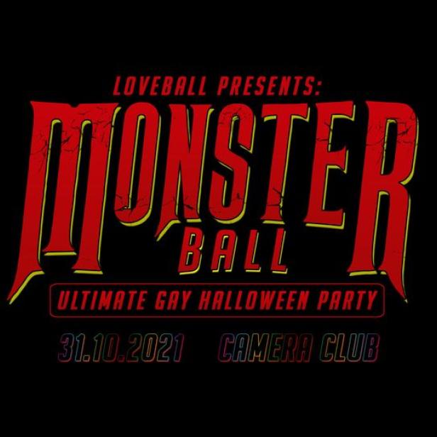 Ein Werbeplakat für den „Monster Ball“, eine Halloween-Party im Camera Club am 31.10.2021.