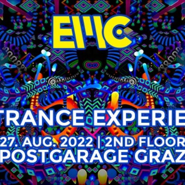 Ein psychedelisches Veranstaltungsplakat für eine Psytrance-Party in der Postgarage Graz.