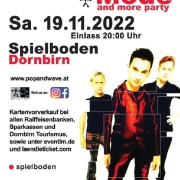 Ankündigung für eine „Depeche Mode“-Party am 19. November 2022 in Dornbirn.