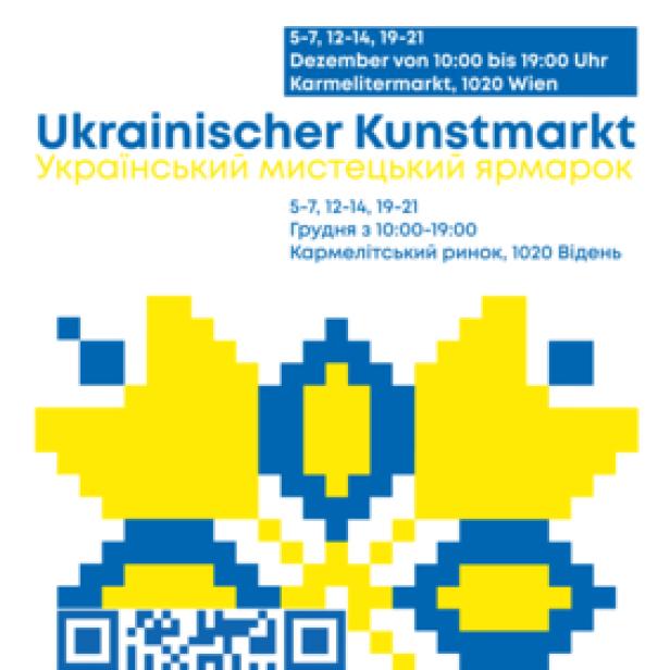 Ankündigung für einen ukrainischen Kunstmarkt im Dezember in Wien.
