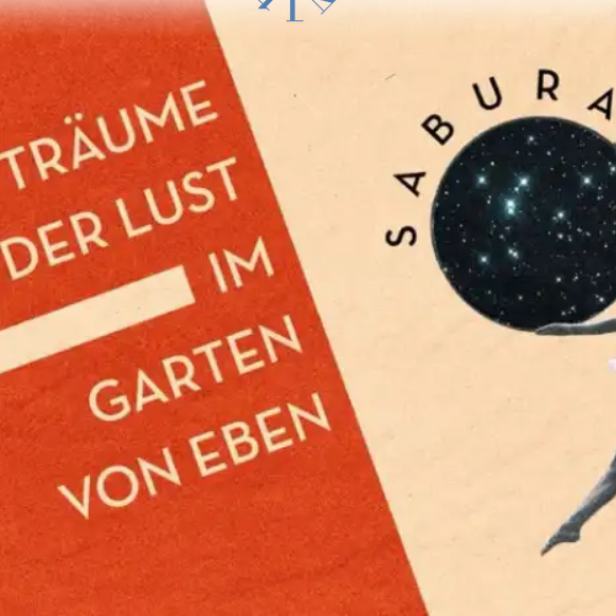 Das Cover zeigt den Titel „Träume der Lust im Garten von Eben“ und eine Ballerina vor einem Sternenhimmel.