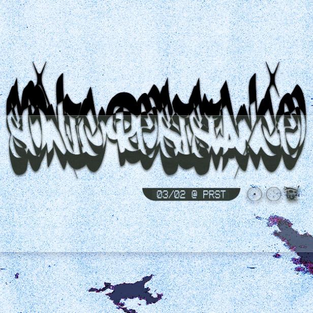 Ein Veranstaltungsplakat für „Sonic Resistance“ am 03.02. bei PRST.