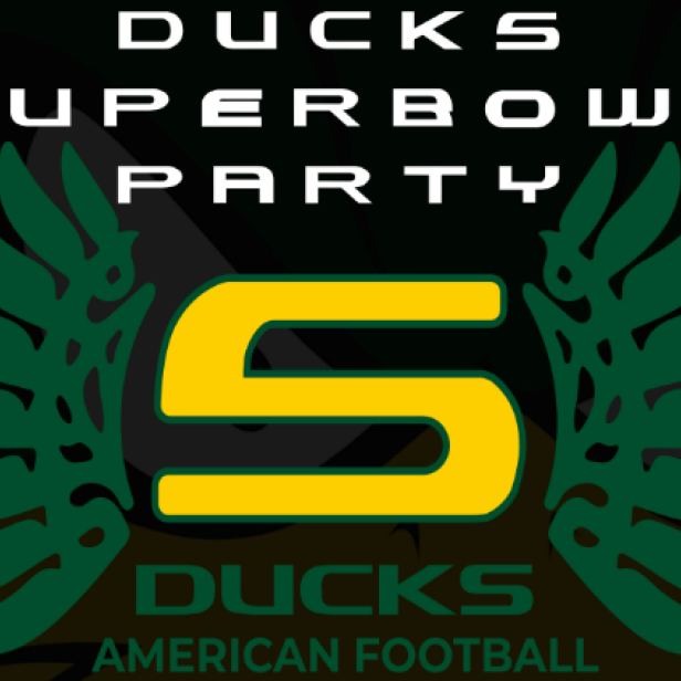 Einladung zur Super Bowl Party der Ducks, einem American-Football-Team.