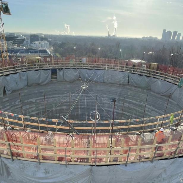 Baustellenansicht der neuen Rotunde im Prater