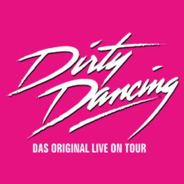 Logo für „Dirty Dancing – Das Original Live on Tour“ auf pinkfarbenem Hintergrund.