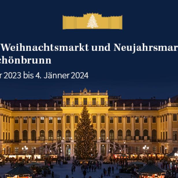 Der Weihnachtsmarkt vor dem Schloss Schönbrunn in Wien.