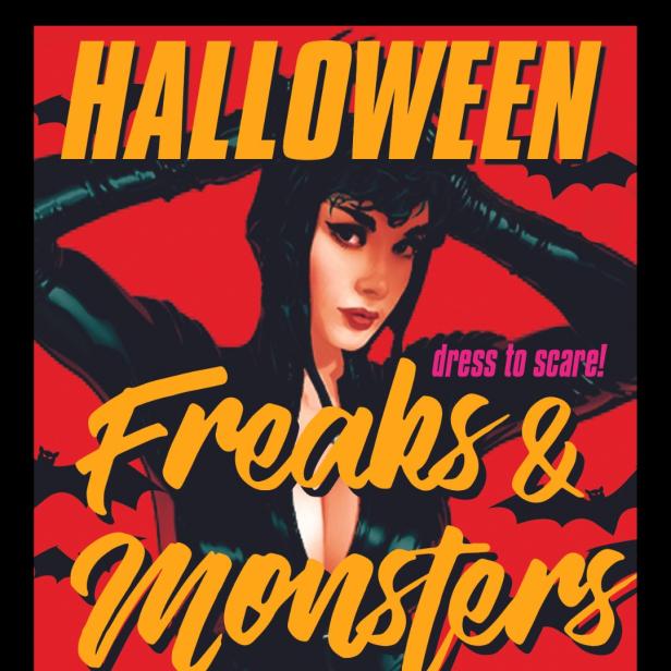 Werbeplakat für eine Halloween-Veranstaltung im Cabaret Fledermaus am 31. Oktober.
