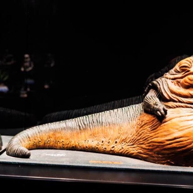 Jabba, der Hutte in der Ausstellung zu "Star Wars"