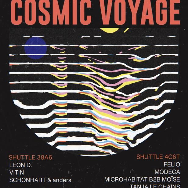 Ein Flyer für „Cosmic Voyage“ am 12.1.24 mit Line-up im Jazzit.