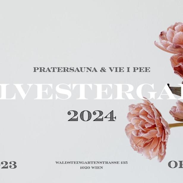 Werbeplakat für die Silvestergala 2024 in der Pratersauna in Wien.