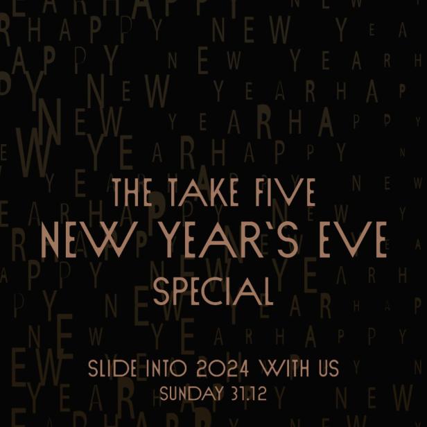 Eine Ankündigung für „The Take Five New Year's Eve Special“ am Sonntag, 31.12..