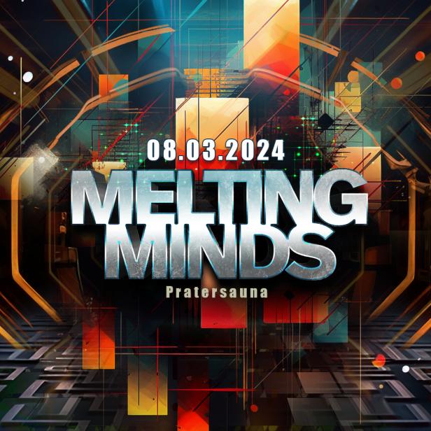 Abstrakte Grafik für „Melting Minds“ am 08.03.2024 in der Pratersauna.