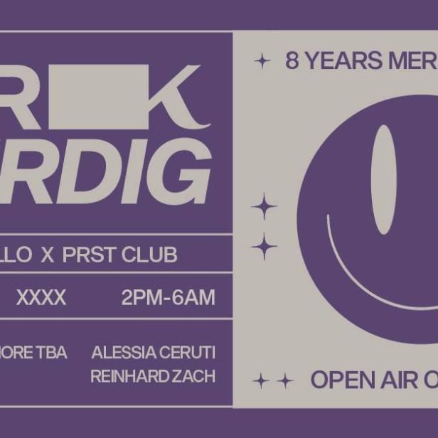 Ein Flyer für „Merkwürdig“ im Porto Pollo X PRST Club am 6. April mit Alessia Ceruti und Reinhard Zach.