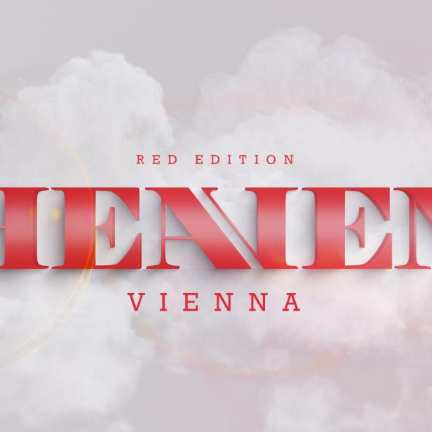 Das Wort „HENIEN“ in roter Schrift vor einem Hintergrund aus weißen Wolken, mit dem Zusatz „Red Edition Vienna“.
