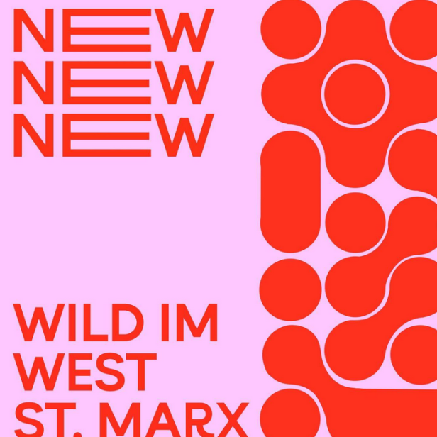 Grafische Darstellung mit dem Text „New“, „Wild im West“ und „St. Marx“.