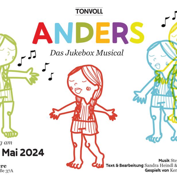 Werbeplakat für das Jukebox-Musical „Anders“ im Studio Molière.