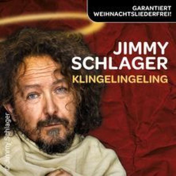 Das Cover von Jimmy Schlagers „Klingelingeling“ zeigt den Künstler vor einem roten Hintergrund.