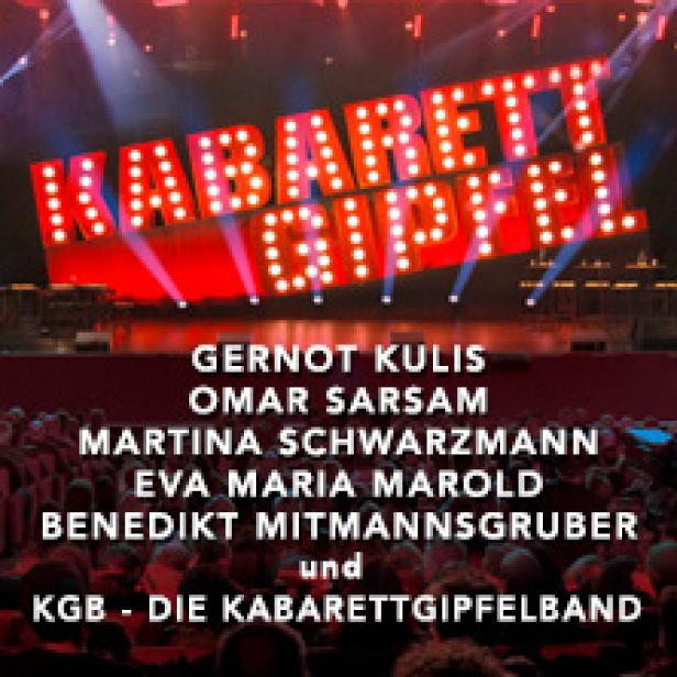 Das Veranstaltungsplakat für den „Kabarettgipfel“ mit den Namen der auftretenden Künstler.