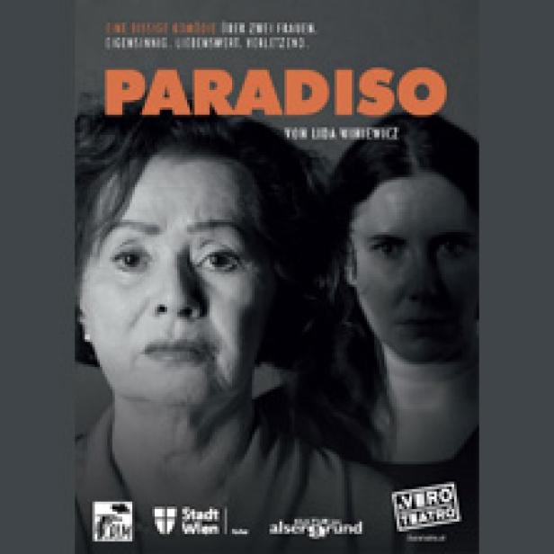 Das Filmplakat für „Paradiso“ zeigt zwei Frauen vor dunklem Hintergrund.