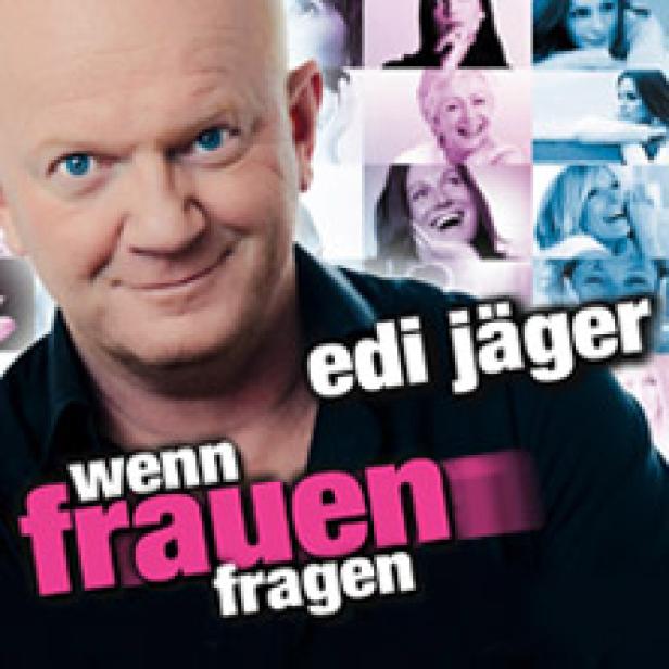 Das Cover von Edi Jägers Buch „Wenn Frauen fragen“ mit seinem Porträt im Vordergrund.