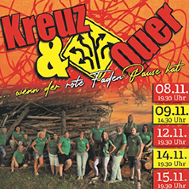 Ein Werbeplakat für die Veranstaltung „Kreuz & Quer“ mit den Terminen im November.